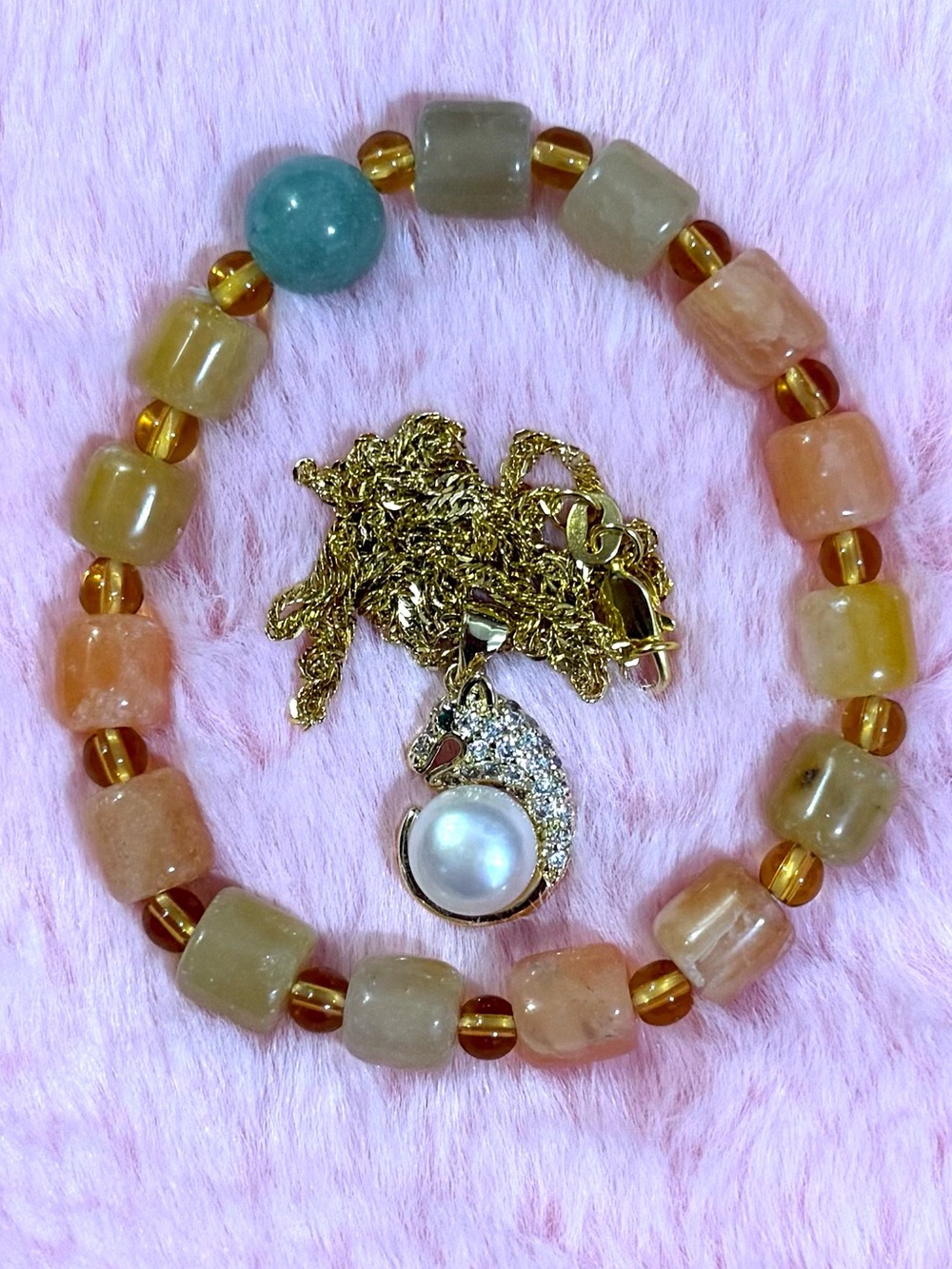 Natural South Sea Cultured Pearl Necklace & CERTIFIED Golden Silk Jade Bracelet